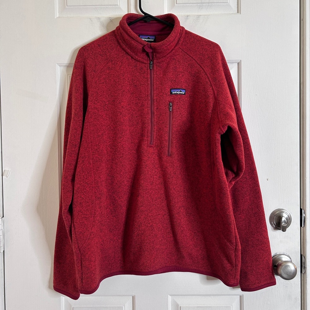 PATAGONIA Men's Better Sweater Quarter-Zip Fleece Pullover Size Large Red